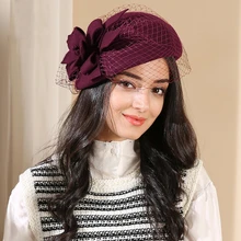 Женская Коктейльная фетровая Вуалетка, Коктейльная Свадебная вечеринка, головные уборы, женские аксессуары для волос Deby Racing, австралийский шерстяной берет, шапка