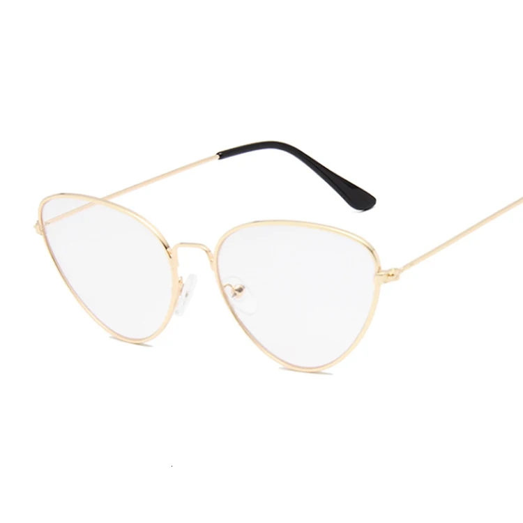 Новая оправа для очков в стиле кошачьи глаза женские брендовые дизайнерские оптические очки Cateye Женские Модные Ретро прозрачные очки - Цвет оправы: Золотой