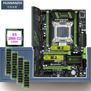 Новый Материнская плата с двойной M.2 SSD слот HUANANZHI X79 Pro Материнская плата с Процессор Xeon E5 2690 C2 2,9 ГГц оперативная память 16G (4*4G) ECC REG