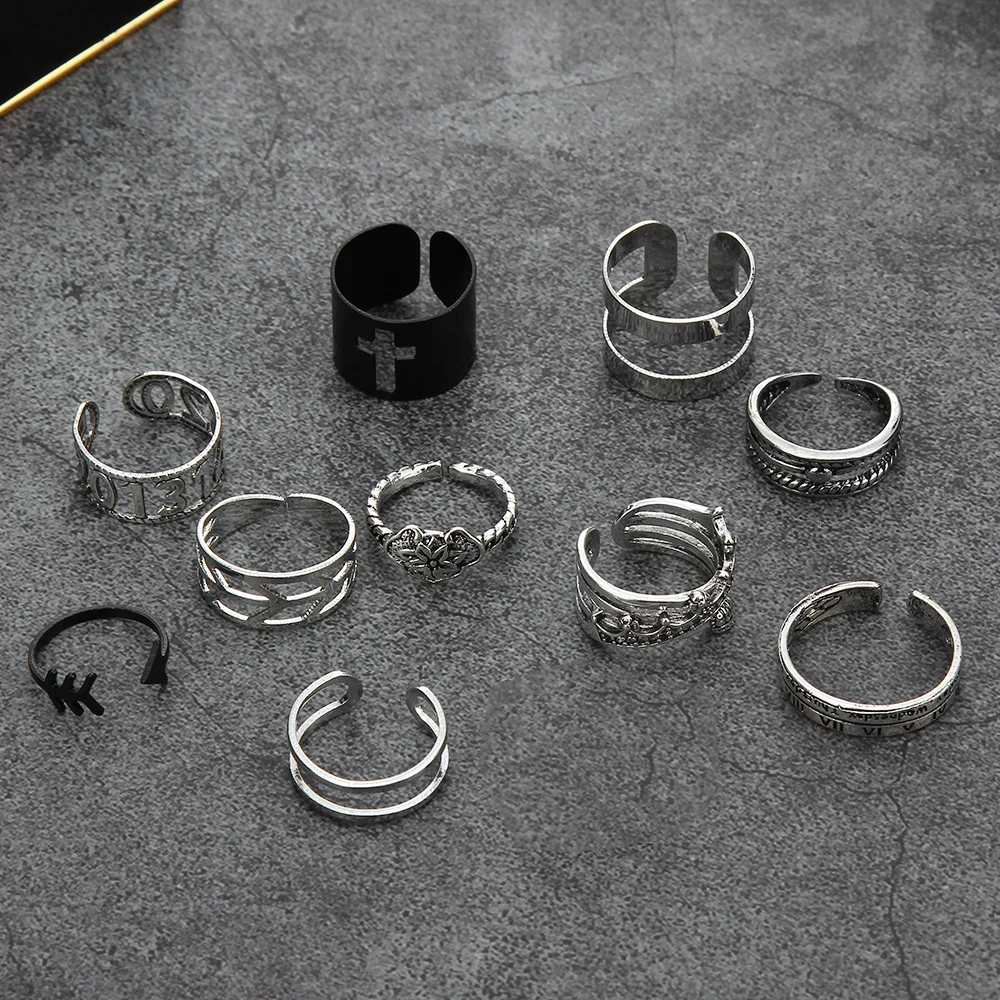 Anillo cruzado de Metal Punk abierto para mujer y hombre, anillo ajustable de cola de pez, Color plateado, para dedo, regalo de joyas de fiesta