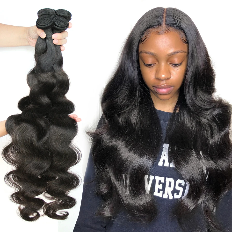 30 32 34 36 38 40 Cal doczepy typu Body Wave brazylijski włosy wyplata wiązki 1/3/4 sztuk hoho 100% wiązki ludzkich włosów doczepy z włosów typu Remy
