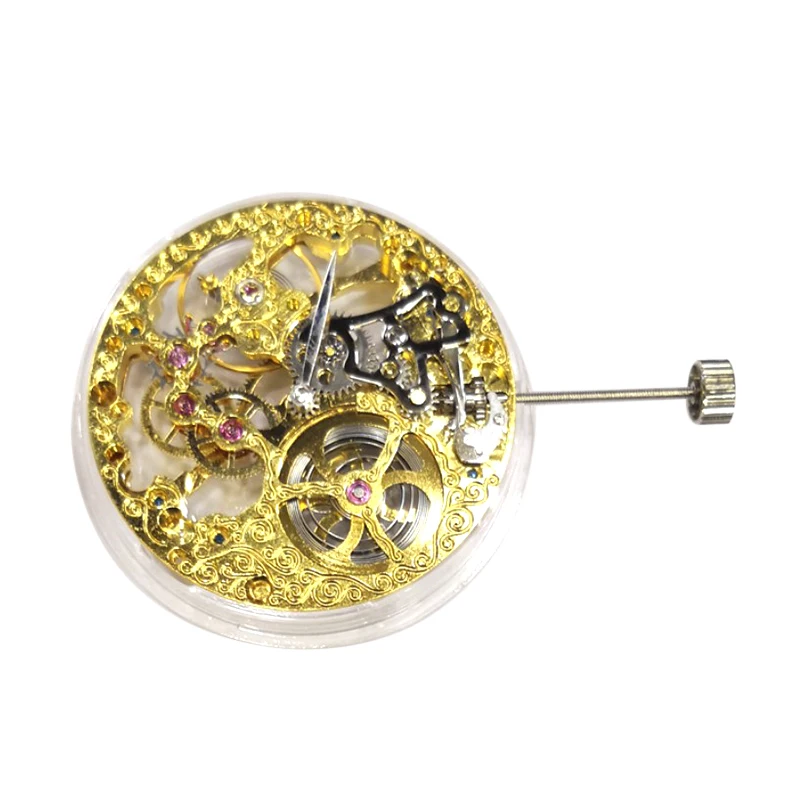 

Vintage Full Skeleton Gold Plated 17 Jewels Hand Winding Movement For ETA 6497 Watch Repair Tool Parts Replacement
