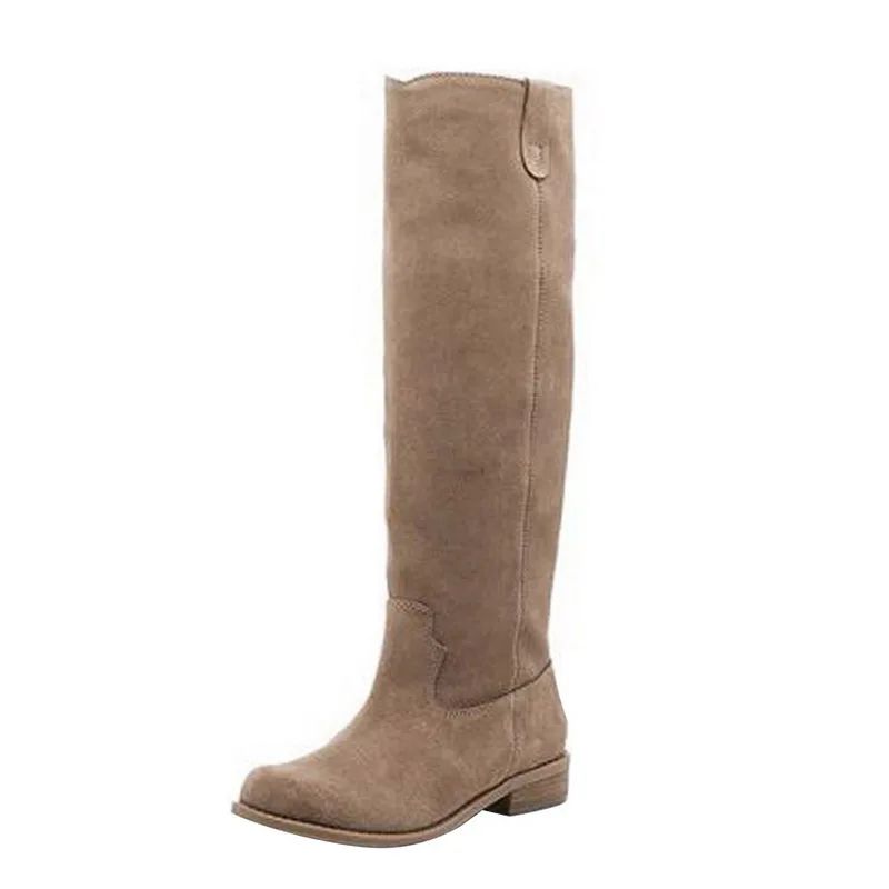 beige flock HEFLASHOR; женские облегающие высокие сапоги; модные замшевые сапоги на высоком каблуке; женские ботфорты на шнуровке; обувь больших размеров; - Цвет: beige flock