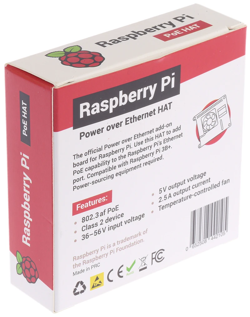 Raspberry Pi PoE HAT Плата расширения Power over Ethernet (PoE) для 3 Model B + и 4B|Аксессуары
