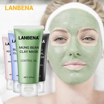 

LANBENA Face Mask Mung Bean Clay Oil Control Deep Cleaning Blackhead Remover Purifying Shrinks Pores Nourishing Acne Treatment