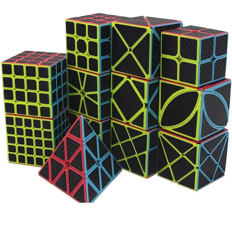 QIYI Full tipi Cube 2x2 3x3x3 4x4 5x5 adesivo in fibra di carbonio