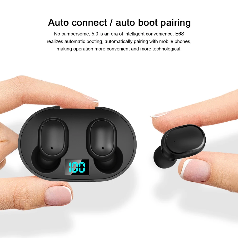 СВЕТОДИОДНЫЙ беспроводной наушники Bluetooth 5,0 E6S A6S PK Red mi Airdots гарнитура стерео с mi c спортивные наушники PK mi наушники TWS
