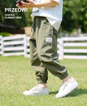 

Boy's anti-mosquito pants thin section summer children's cotton and linen loose trousers children's overalls leggings