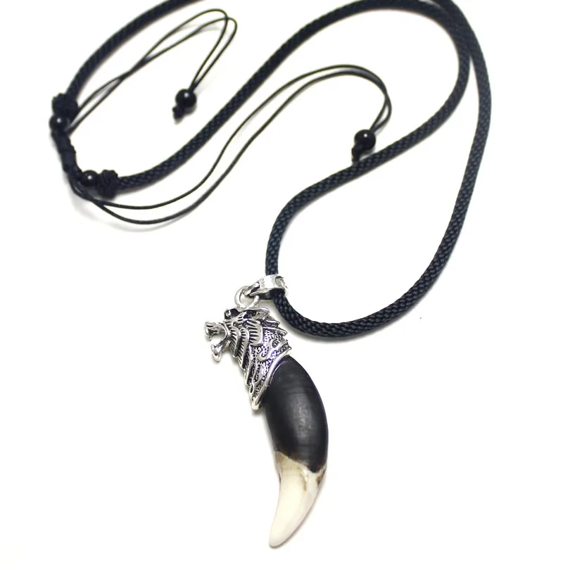 Wolf Tooth Necklace Man Brave Real Tooth Pendant Punk Rock Wild Accessories Classic Jewelry fang tooth necklace stainless steel pendant necklace
