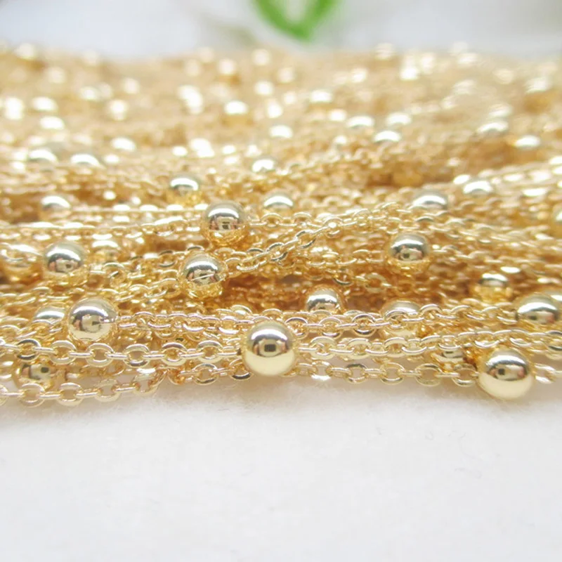 Позолоченные медные бусины-шарики каратного цвета цепочка из бисера ручной