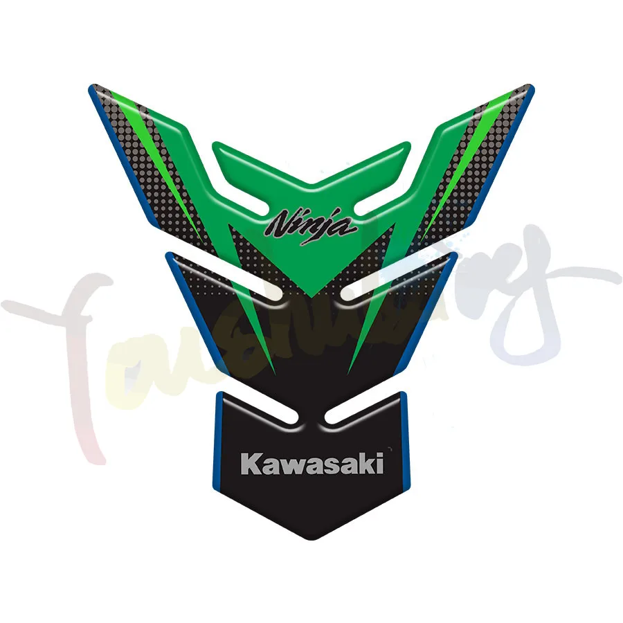 Для KAWASAKI NINJA 250 300 400 650 1000 ZX6R ZX10R мотоцикла углеродного волокна мазута Бензобак Pad Tankpad наклейка протектор Стикеры - Цвет: Зеленый