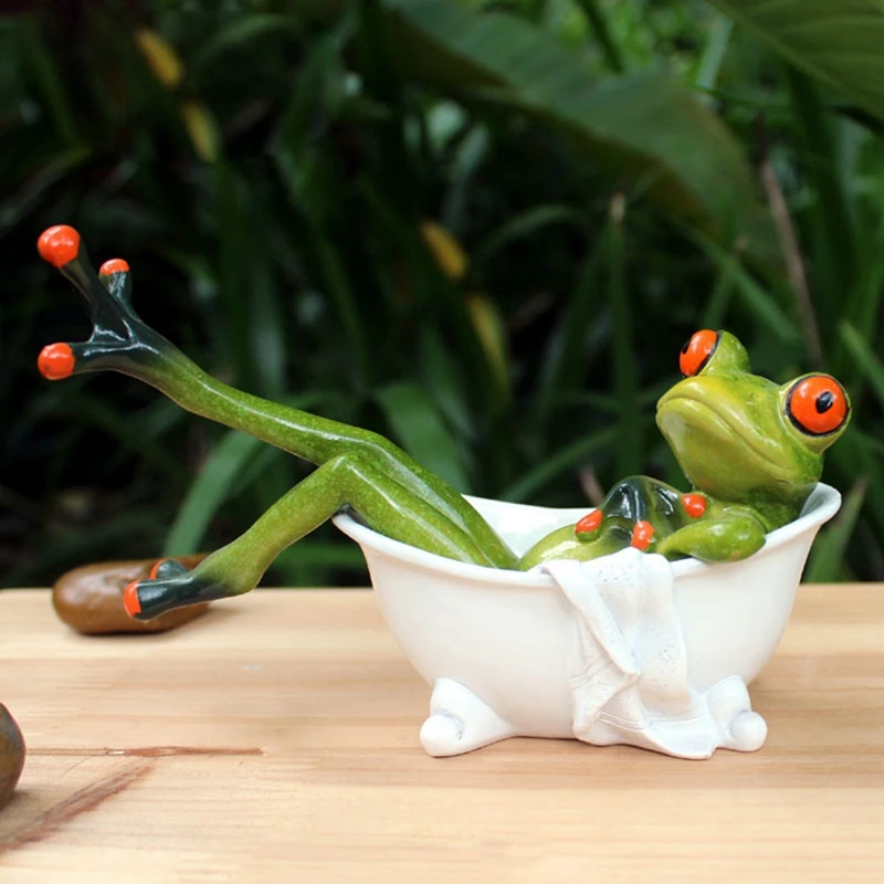 3D Мини Смола зеленая фигурка Лягушка Милая статуя ремесло украшения дома для гостиной подоконник Сад Офис