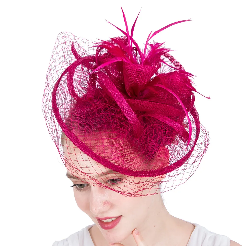 

Women Wedding Fascinators Hairpin With MeshHeadwear Event Occasion Church Hats Formal Women Bridal Mesh Hair Accessories