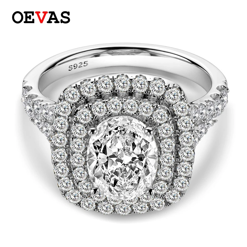 

OEVAS Sparkling 2 Carats Oval High Carbon Diamond Wedding Rings For Women Top Quality 100% 925 Sterling Party Fine Jewelry Gifts