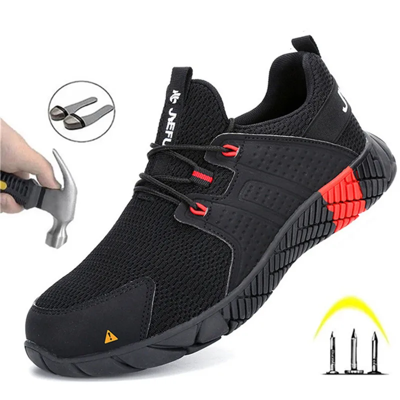 Men's Steel Toe Cap Anti-Smash And Anti-Puncture Safety Boots Lightweight Breathable Tennis Work Shoes Sports | Обувь