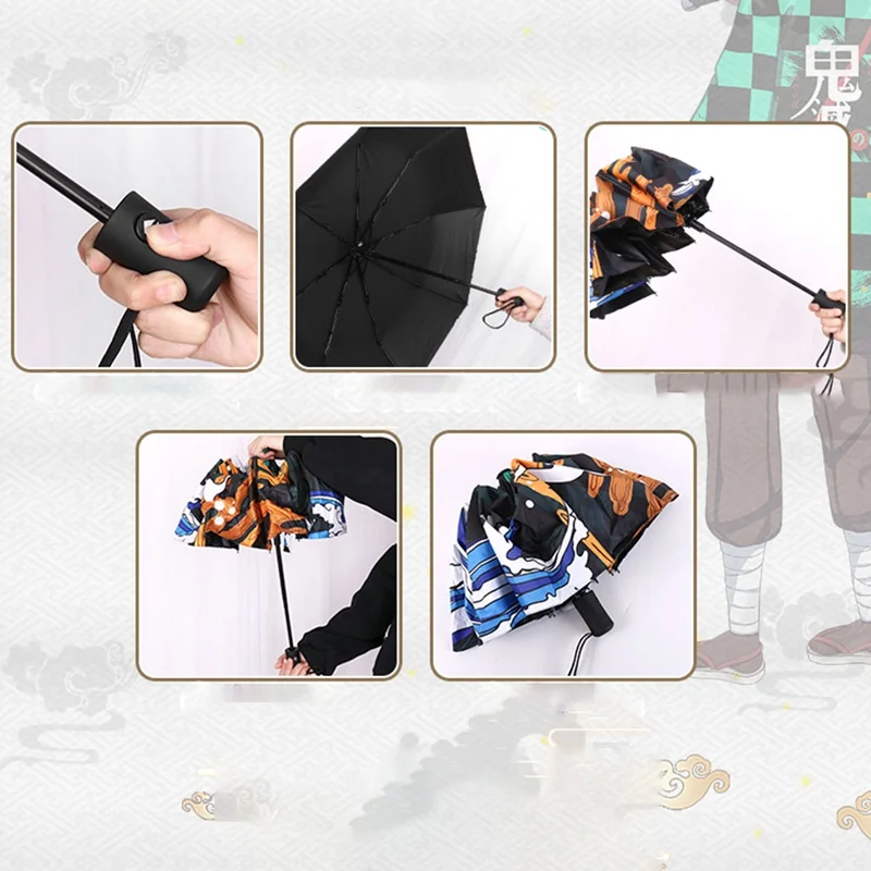 Аниме Demon Slayer Kamado Tanjirou мультфильм Авто складной зонт в три сложения дождь солнце анти-УФ зонтик коллекционный Рождественский подарок