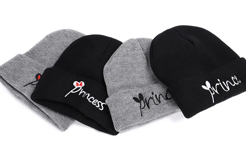 prince princess embroidered children hat autumn winter hats warm knitted baby boy girl  fashion toddler kids cap