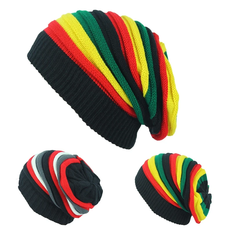 Jamaica regae Gorro Rasta Стильная кепка pello хип-хоп мужские зимние шапки женские красные желтые зеленые черные осенние модные женские вязаные кепки