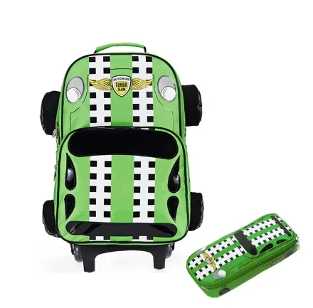 3D Car Style Elementary Student Schoolbag with wheels Car school