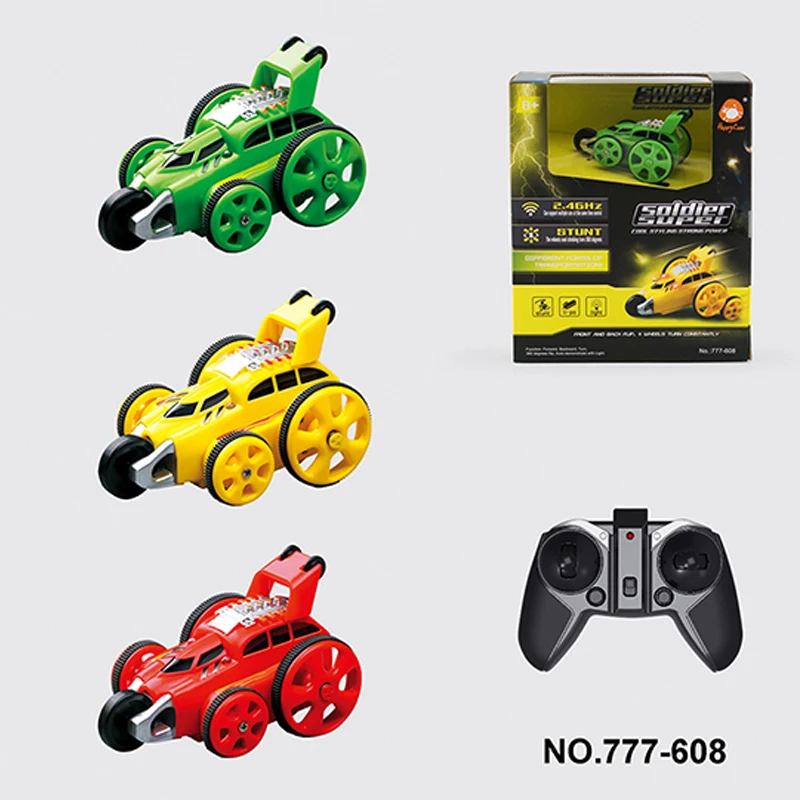 RC автомобиль 4WD с светодиодный светильник 360 градусов вращение 2,4G мини RC трюки автомобиль уникальный дизайн 5 колесный гоночный на радиоуправлении светодиодный автомобиль игрушки