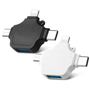 

4In1 OTG USB Adapter For iPhone iPad IOS Android Type C USB 3.0 Micro USB All in 1 Card Reader Connect U Flash Drive Mouse PC