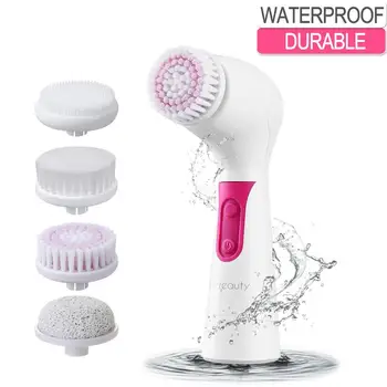 

4 in 1 Waterproof Electric Facial and Body Cleansing Brush with 4 Brush Heads for Removing Blackhead Exfoliating and Massaging