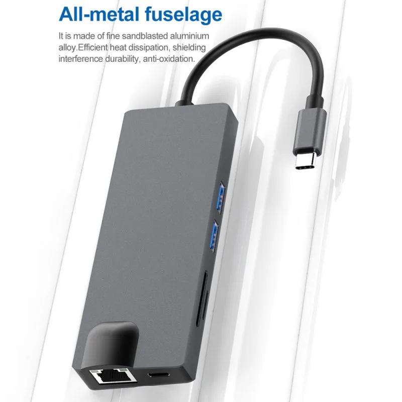 8В1 многофункциональный адаптер type C к HDMI концентратор USB VGA для ноутбука