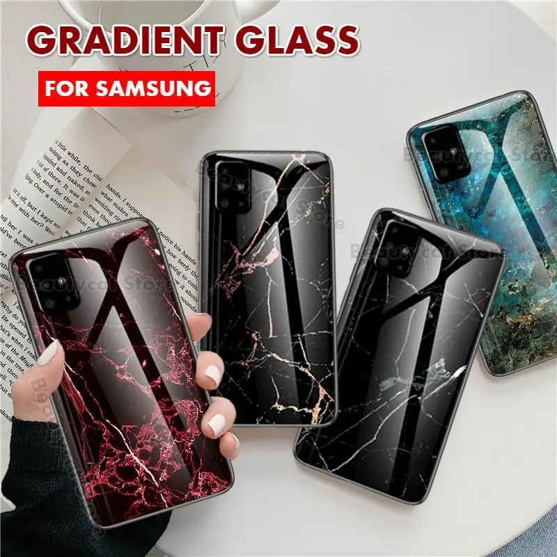 Чехол для Samsung Galaxy A51 роскошный Твердый чехол из мраморного стекла A10 A20 A30 A50 A70 M30S
