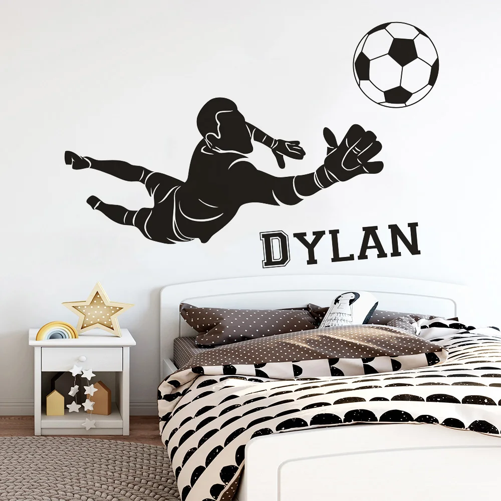 Custom Name & Number Soccer Ball Vinyl Wall Decal Boy’s Girl’s Room Sticker Art