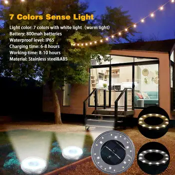 

4 Pack Solar Ground Lights7 Colors Sense Light18 LED Garden Lights Waterproof Patio Outdoor Light with Light Sensor for Lawn