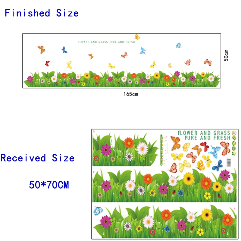 Линия стопы Baseboard крышка Настенная Наклейка угловые наклейки зеленая трава украшение для дома бабочки DIY виниловое панно для стекла гостиной