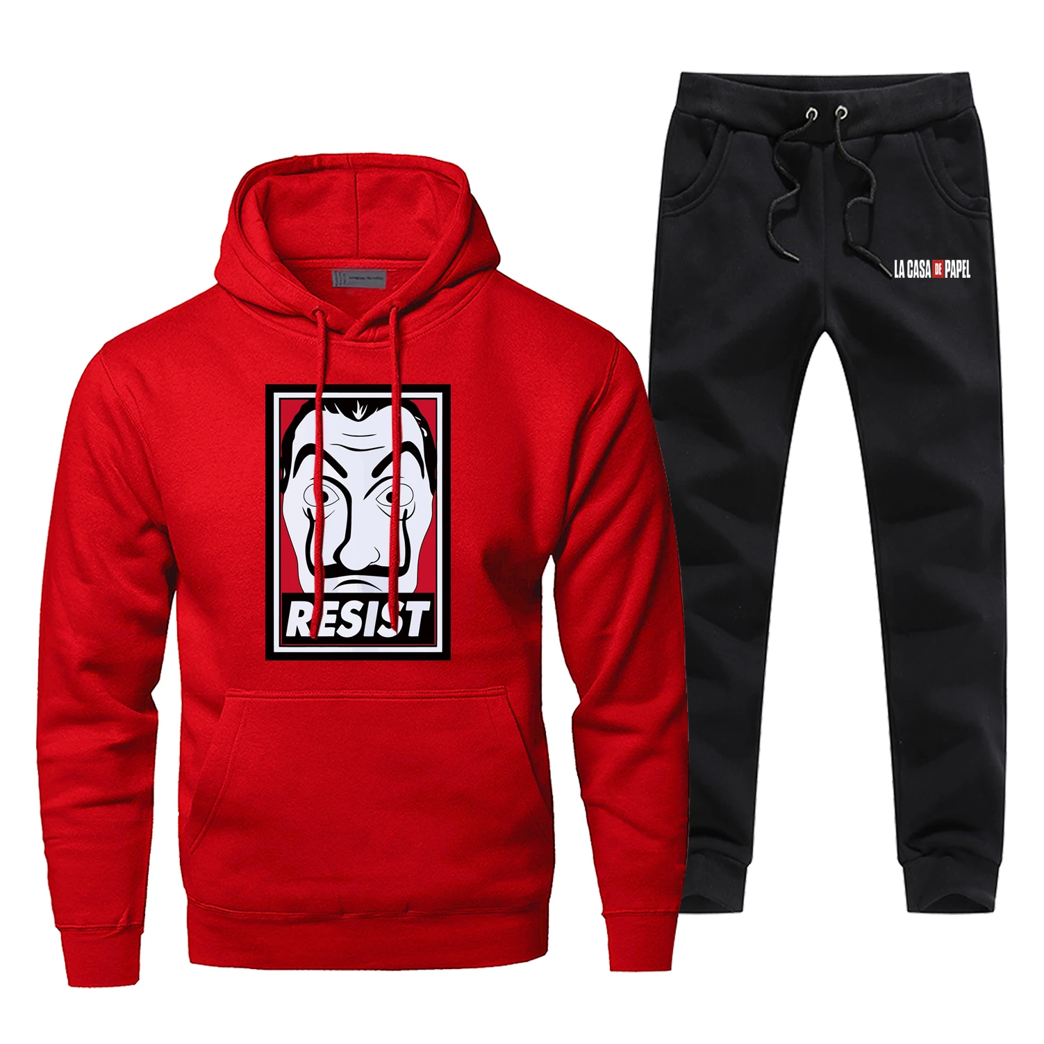 Red House Of paper Money Heist La Casa De Papel Забавный свитшот, толстовки, штаны, наборы, Мужская Флисовая спортивная одежда, зимняя уличная одежда в стиле Харадзюку - Цвет: Red