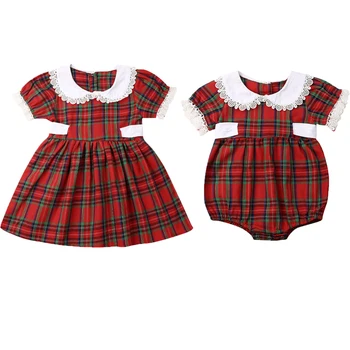 

Xmas Outfits Clothes Family Matching Outfits Big/Little Sister Matching Baby Girl Tops Romper and Dress