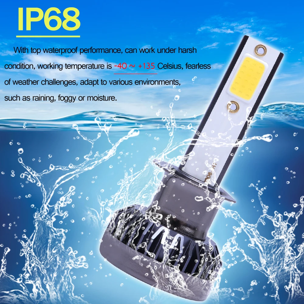 Super Car LED Headlight 3000K 6000K 8000K LEDH1 H3 H4 H7 H8 H9 H11 9005 9006 12000lm/pair Auto Lamp LED H7 Bulbs