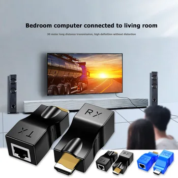 

Extension Receiver HDMI Network Extender Up to 30m Ethernet Cable Plug Play without Driver Software Transmitter