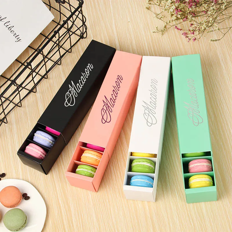 

4pcs/lot Macaron Packing Box Packaged Wedding Party Decor Cake Storage Biscuit Paper Box Cake Decoration Baking Cookie Bag