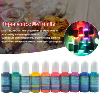 

10pcs/set Multifunctional Curing For DIY Jewelry Quick Drying Luminous Liquid Leakproof Hard Glue Casting Non Toxic UV Resin