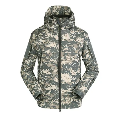 Мужская зимняя тактическая куртка, флисовая армейская куртка, военная куртка из кожи акулы, ветровка, куртки, мягкая оболочка, теплое водонепроницаемое ветрозащитное пальто - Цвет: ACU