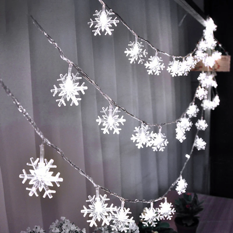 Рождественский светодиодный светильник-гирлянда, гирлянда со снежинками, подвесной Сказочный светильник s для рождественской елки, вечерние рождественские украшения, питание от батареи - Испускаемый цвет: White Light