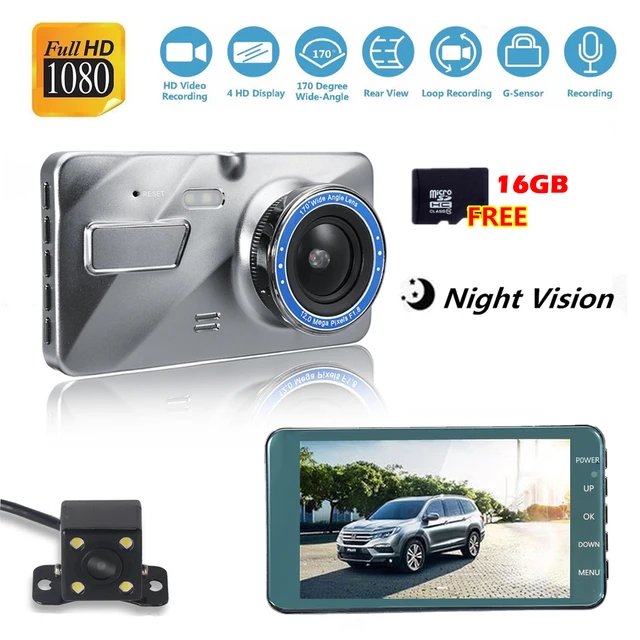 $US $20.47 4 Inch HD 1080P Dual Lens Camera Night Vision Loop Recording 170 Degree Car DVR Video Dash Cam Fron