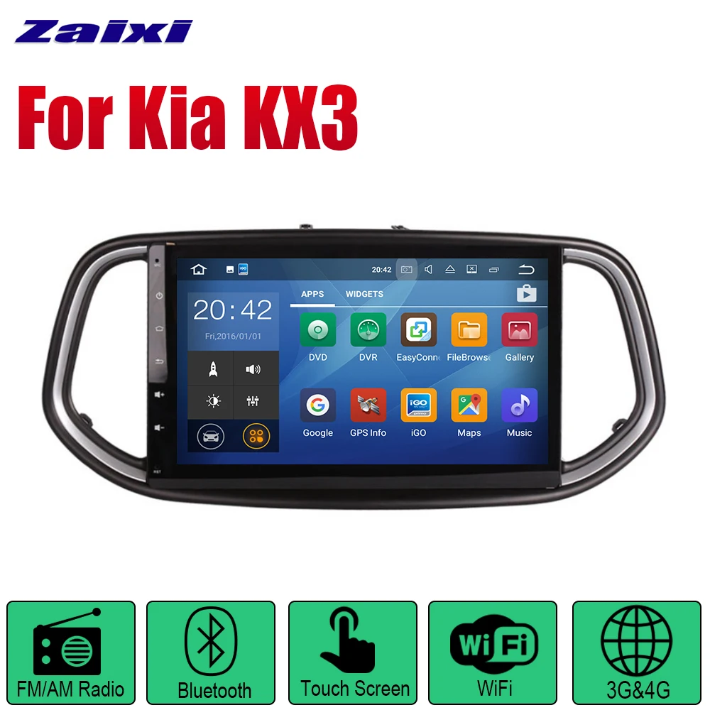 Top ZaiXi Android Car Radio Stereo GPS Navigation For Kia KX3 2014~2017 Bluetooth wifi 2din Car Radio Stereo Multimedia Player Audio 1