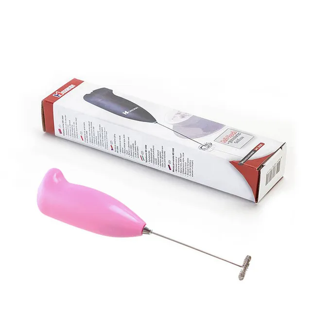 Milk Frother Handheld Mixer Foamer Coffee Maker Egg Beater Chocolate/Cappuccino Stirrer Mini Portable Blender Kitchen Whisk Tool Pink