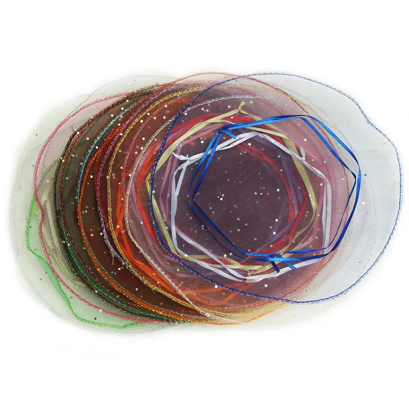 100pcs/lot 26cm Diameter Gauze Bag Round Organza Bag Drawstring Pouch Packaging Bags Wedding Christmas Candy Gift pouches