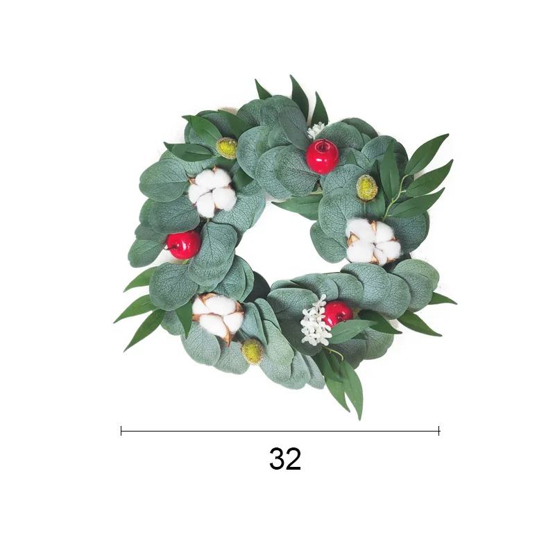 

Artificial Door Knocker Simulation Eucalyptus Leaves Fruit Wreath Foam Straw Garland Wedding Decoration Home Party Decor