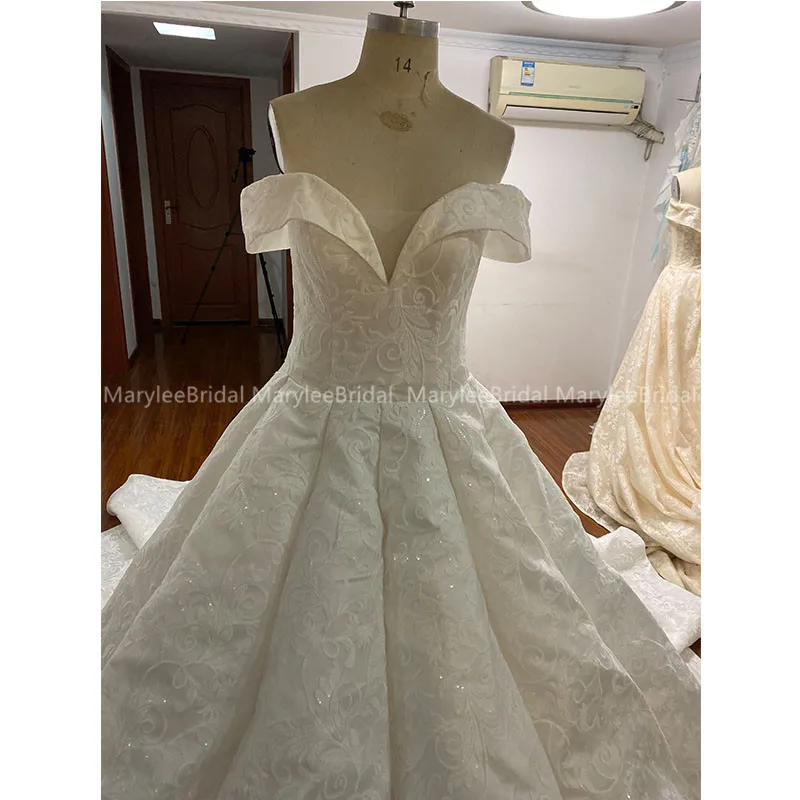 Vestidos De Novia Новое роскошное Мехико свадебное платье с открытыми плечами кружевное цветочное Сверкающее свадебное платье с королевским шлейфом robe de mariee