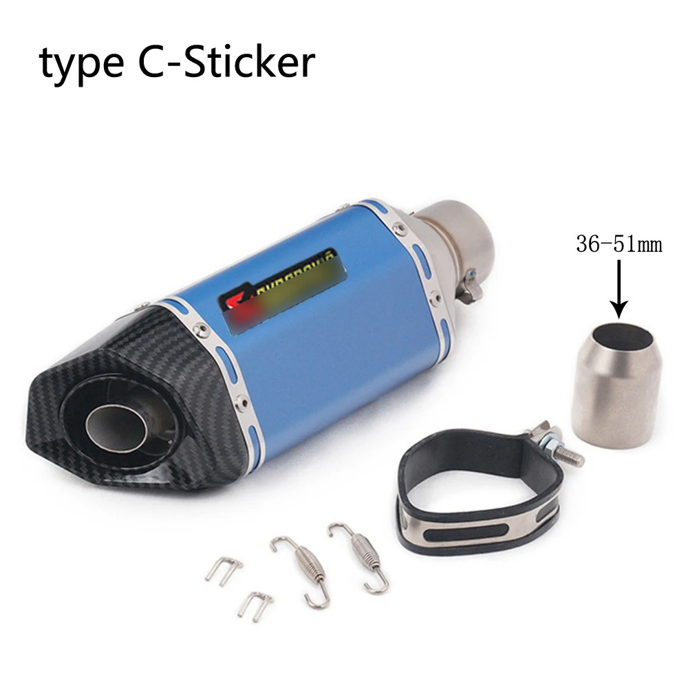 type C-Sticker 310 мм Универсальный мотоцикл Akrapovic выхлопная труба модифицированный Кроссовый глушитель с DB Killer для R15 PCX 125 CBR150 Ninja 250 - Цвет: type C-Sticker
