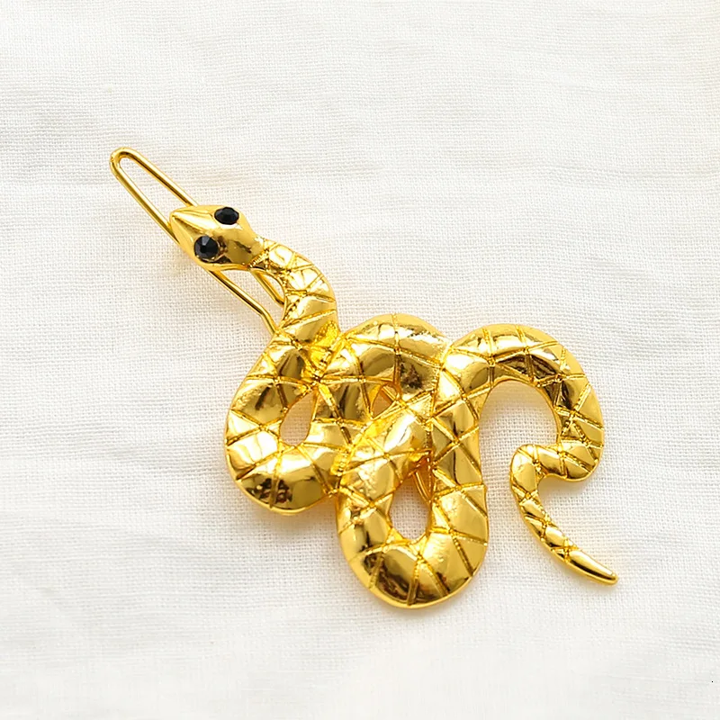 Individual Hairpin For Lady Alloy Gold Plating Snake Shape BP-Bobby Pin Retro Bronze S Designer Fringe Hair Pin Headwear 2 PCS - Цвет: gold