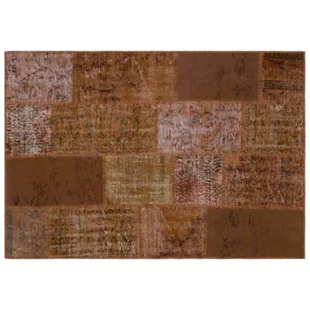 

Handmade Brown Vintage Overdyed Patchwork Area Rug 120x180 Cm-3'11''X5'11''