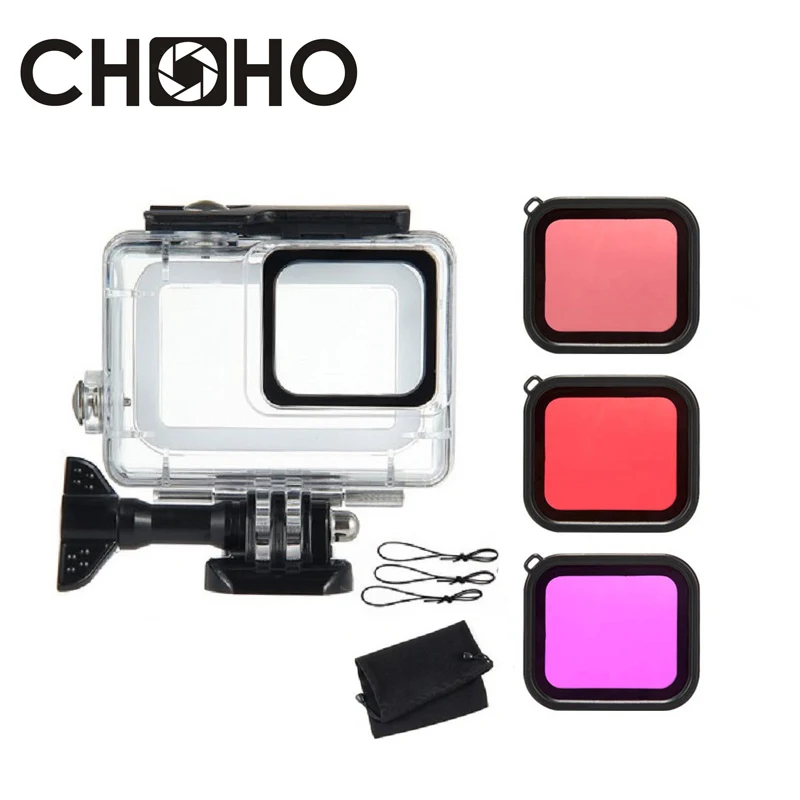 Case And 3Pcs Filter Для Gopro 7 Siver белый водонепроницаемый чехол+ цветной Дайвинг фильтр объектив погружение защитный аксессуар для подводного плаванья для Go Pro Hero 7 новые аксессуары - Цвет: Case And 3Pcs Filter