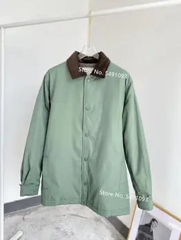 

New Green Women's Coat 2020 New Autumn Winter Single-breasted Turn-down Collar Jacket Back Skull Embroideried Outwear Top